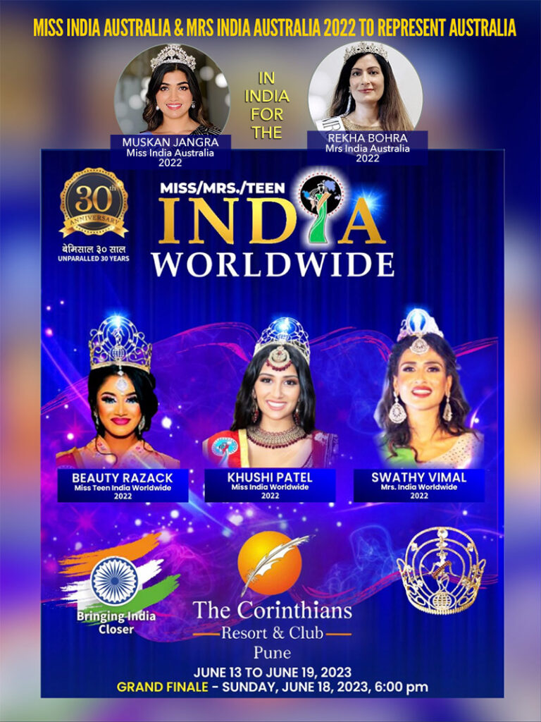 Miss India Australia and Mrs India Australia 2022 to represent